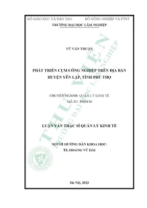 Phát triển cụm công nghiệp trên địa bàn huyện yên lập tỉnh phú thọ