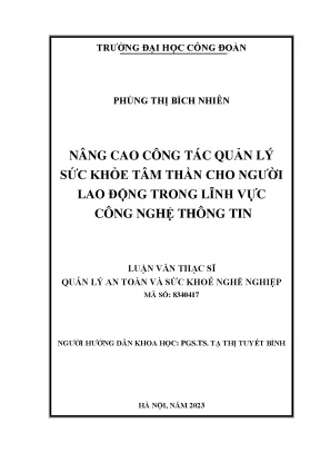 Nâng cao công tác quản lý sức khỏe tâm thần cho người lao động trong lĩnh vực công nghệ thông tin