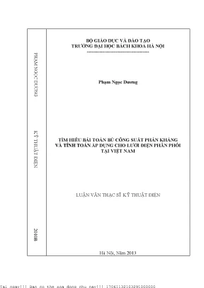 Tìm hiểu bài toán bù ông suất phản kháng và tính toán áp dụng ho lưới điện phân phối tại việt nam