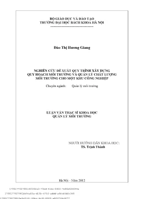 Nghiên ứu đề xuất quy trình xây dựng quy hoạh môi trường và quản lý hất lượng môi trường ho một khu ông nghiệp