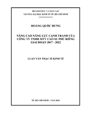 Nâng cao năng lực cạnh tranh của công ty tnhh mtv cao su phú riềng giai đoạn 2017 2022