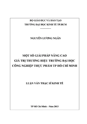 Luận văn thạc sĩ một số giải pháp nâng cao giá trị thương hiệu trường đại học công nghiệp thực phẩm tphcm