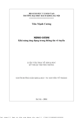 Mimo ofdm khả năng ứng dụng trong thông tin vô tuyến
