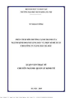 Phân tíh môi trường cạnh tranh của ngành kinh doanh xăng dầu và một số đề xuất cho công ty xăng dầu hà bắc