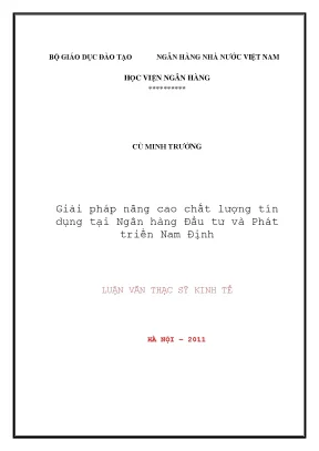 Giải pháp nâng cao chất lượng tín dụng tại ngân hàng đầu tư và phát triển nam định