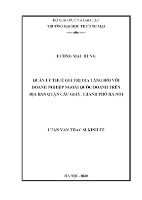 Quản lý thuế giá trị gia tăng đối với doanh nghiệp ngoài quốc doanh trên địa bàn quận cầu giấy thành phố hà nội