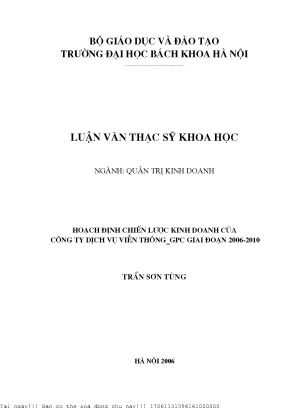 Hoạh định hiến lượ kinh doanh ủa công ty dịh vụ viễn thông gpc giai đoạn 2006 2010