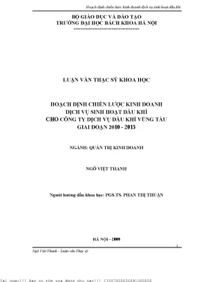 Hoạh định chiến lược kinh doanh dịch vụ sinh hoạt dầu khí cho công ty dịch vụ dầu khí vũng tàu giai đoạn 2010 2015