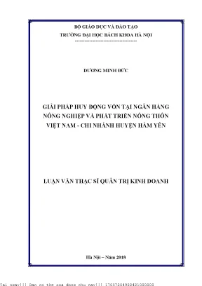Giải pháp huy động vốn tại ngân hàng nông nghiệp và phát triển nông thôn việt nam hi nhánh huyện hàm yên