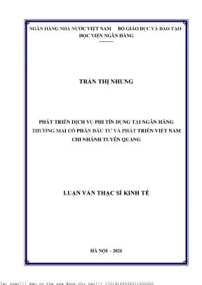 Phát triển dịch vụ phi tín dụng tại ngân hàng thương mại cổ phần đầu tư và phát triển việt nam chi nhánh tuyên quang