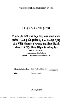 Đánh giá kết quả họ tập ủa sinh viên môn đường lối quân sự ủa đảng ộng sản việt nam ở trường đại họ báh khoa hà nội theo tiếp ận năng lự