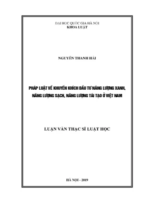 Pháp luật về khuyến khích đầu tư năng lượng xanh năng lượng sạch năng lượng tái tạo ở việt nam