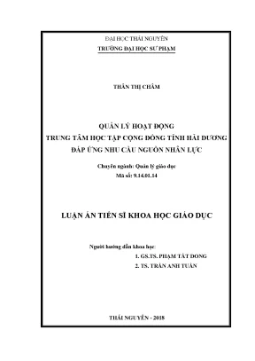 Luân văn thạc sĩ khoa học giáo dục quản lý hoạt động trung tâm học tập cộng đồng tỉnh hải dương đáp ứng nhu cầu nguồn nhân lực