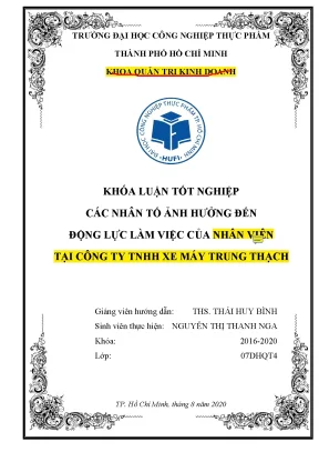 Các nhân tố ảnh hưởng đến động lực làm việc của nhân viên tại công ty tnhh xe máy trung thạch