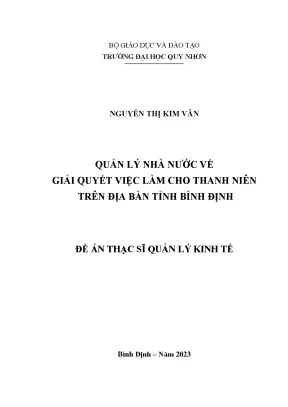Quản lý nhà nước về giải quyết việc làm cho thanh niên trên địa bàn tỉnh bình định