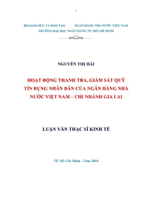 Hoạt động thanh tra giám sát quỹ tín dụng nhân dân của ngân hàng nhà nước việt nam chi nhánh gia lai