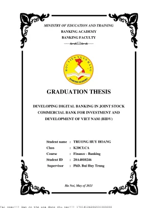 Development of digital banking services at joint stock commercial bank for investment and development of vietnam bidv