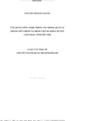 Ứng dụng ông nghệ thông tin trong quản lý khám chữa bệnh tại bệnh viện đa khoa huyện lâm thao tỉnh phú thọ