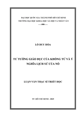 Tư tưởng giáo dục của khổng tử và ý nghĩa lịch sử của nó
