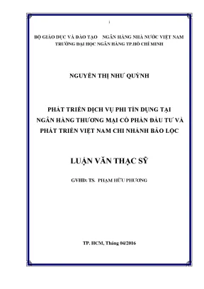 Phát triển dịch vụ phi tín dụng tại ngân hàng tmcp đầu tư và phát triển việt nam chi nhánh bảo lộc
