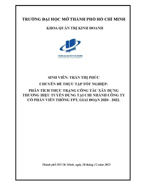 Phân tích thực trạng công tác xây dựng thương hiệu tuyển dụng tại chi nhánh công ty cổ phần viễn thông fpt giai đoạn 2020 2022