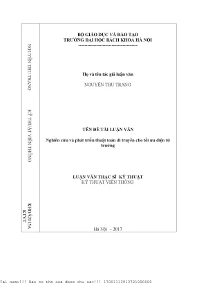 Nghiên ứu và phát triển thuật toán di truyền cho tối ưu điện từ trường