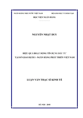 Hiệu quả hoạt động tín dụng đầu tư tại sở giao dịch i ngân hàng phát triển việt nam