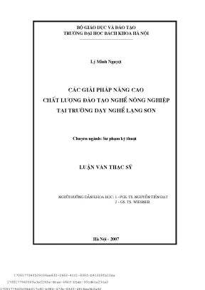 Cá giải pháp nâng ao hất lượng đào tạo nghề nông nghiệp tại trường dạy nghề lạng sơn