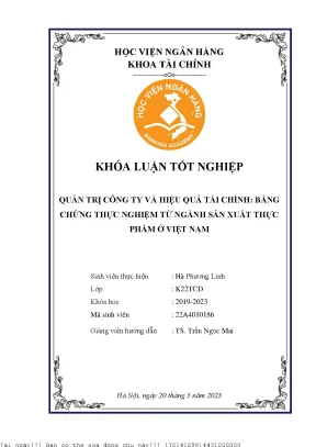 Quản trị công ty và hiệu quả tài chính bằng chứng thực nghiệm từ ngành sản xuất thực phẩm ở việt nam