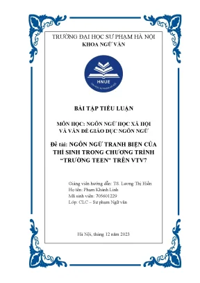 Đề tài ngôn ngữ tranh biện của thí sinh trong chương trình trường teen trên vtv7