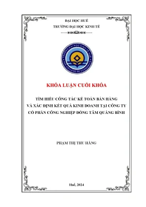 Tìm hiểu công tác kế toán bán hàng và xác định kết quả kinh doanh tại công ty cổ phần công nghiệp đồng tâm quảng bình