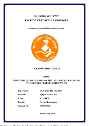 Responses of atc seniors on the use and evaluation of vocabulary learning strategies