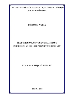 Phát triển nguồn vốn của ngân hàng chính sách xã hội chi nhánh tỉnh hưng yên