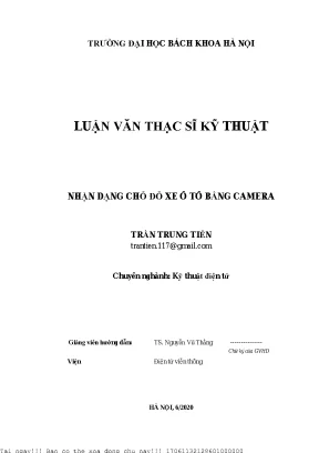 Nhận dạng hỗ đỗ xe ô tô bằng amera