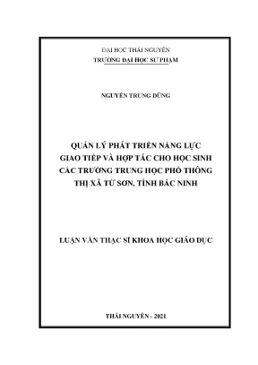 Quản lý phát triển năng lực giao tiếp và hợp tác cho học sinh các trường trung học phổ thông thị xã từ sơn tỉnh bắc ninh