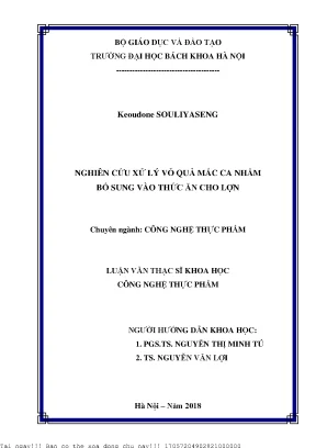 Nghiên ứu xử lý vỏ quả mắc ca nhằm bổ sung vào thức ăn cho lợn