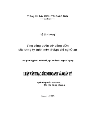 Tăng cường quản trị dòng tiền của công ty tnhh mtv đtpt chè nghệ an