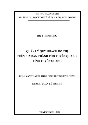 Quản lý quy hoạch đô thị trên địa bàn thành phố tuyên quang tỉnh tuyên quang