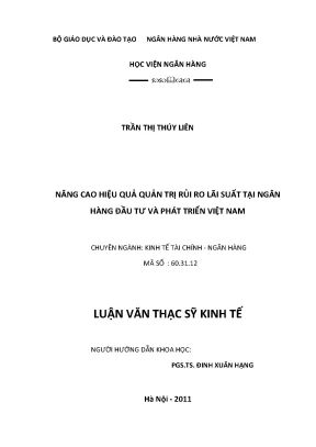 Nâng cao hiệu quả quản trị rủi ro lãi suất tại ngân hàng đầu tư và phát triển việt nam