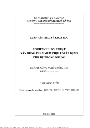 Nghiên ứu kỹ thuật xây dựng phần mềm chịu lỗi áp dụng cho hệ thống nhúng