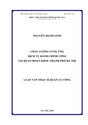 Luận văn thạc sĩ quản lý công chất lượng cung ứng dịch vụ công tại quận hoàn kiếm thành phố hà nội