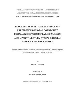 Teachers perceptions and students preferences on oral corrective feedback in english speaking classes a comparative study at new oriental foreign language schoo