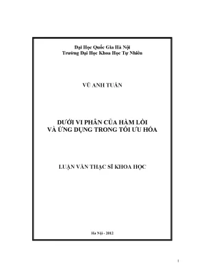 Luận văn thạc sĩ dưới vi phân của hàm lồi và ứng dụng trong tối ưu hóa