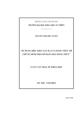 Luận văn thạc sĩ sử dụng điều kiện xảy ra của đẳng thức để chứng minh một số dạng bất đẳng thức