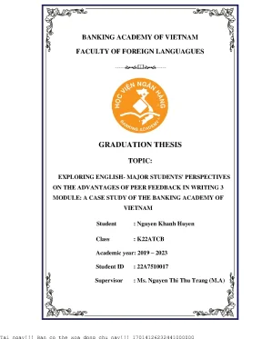 Exploring english major students perspectives on the advantages of peer feedback in writing 3 module a case study of the banking academy of vietnam