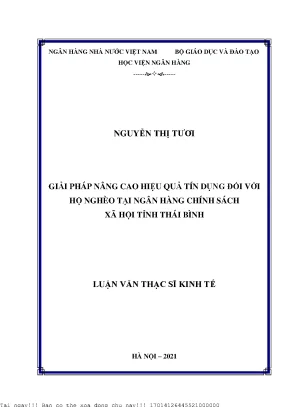 Giải pháp nâng cao hiệu quả tín dụng đối với hộ nghèo tại ngân hàng chính sách xã hội tỉnh thái bình