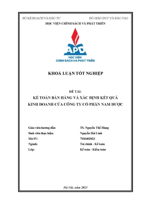 Kế toán bán hàng và xác định kết quả kinh doanh của công ty cổ phần nam dược