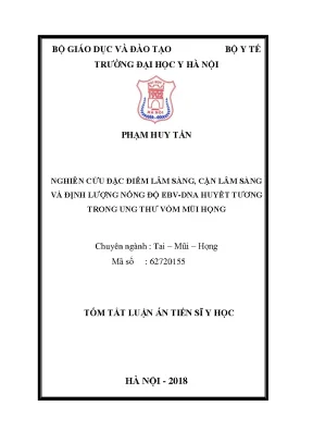 Nghiên cứu đặc điểm lâm sàng cận lâm sàng và định lượng nồng độ ebv dna huyết tương trong ung thư vòm mũi họng