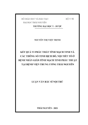 Kết quả vi phẫu thắt tĩnh mạch tinh và các thông số tinh dịch đồ nội tiết tố ở bệnh nhân giãn tĩnh mạch tinh phẫu thuật tại bệnh viện trung ương thái nguyên 1
