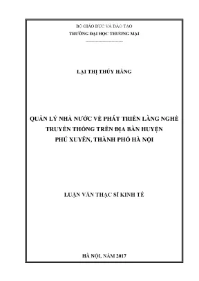 Quản lý nhà nước về phát triển làng nghề truyền thống trên địa bàn huyện phú xuyên thành phố hà nội